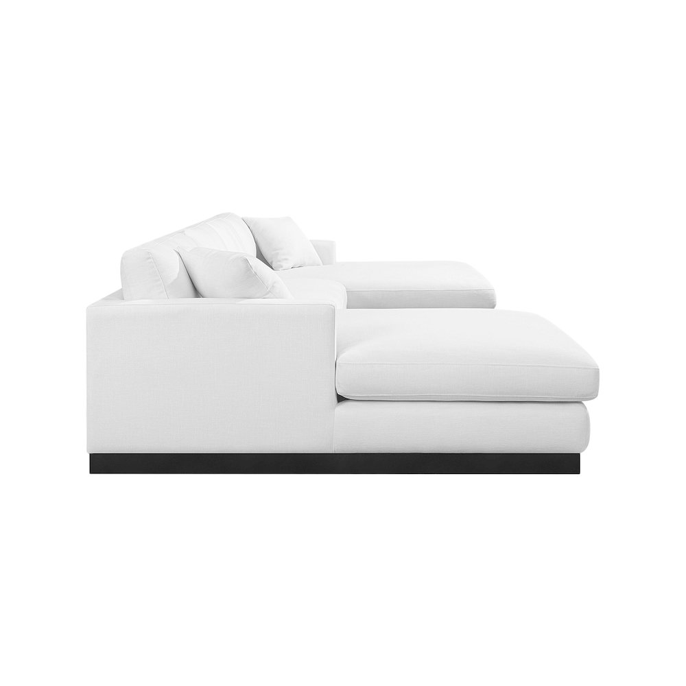 Johanna White Linen Textured Fabric 3pc. Sectional