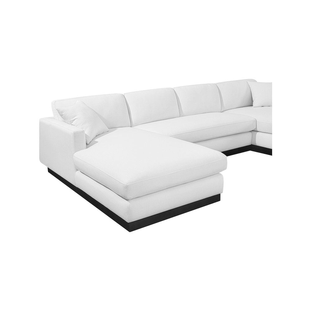 Johanna White Linen Textured Fabric 3pc. Sectional