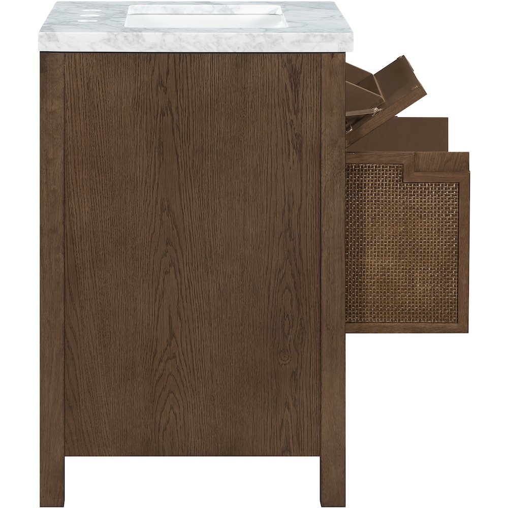 Soren 24" Brown Genuine Carrara Marble And Solid Wood Bathroom Vanity