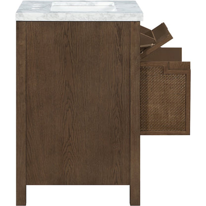 Soren 24" Brown Genuine Carrara Marble And Solid Wood Bathroom Vanity