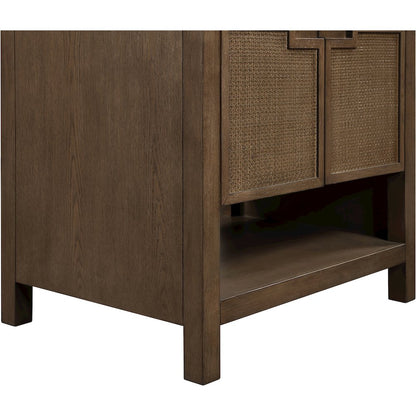 Soren 30" Brown Genuine Carrara Marble And Solid Wood Bathroom Vanity