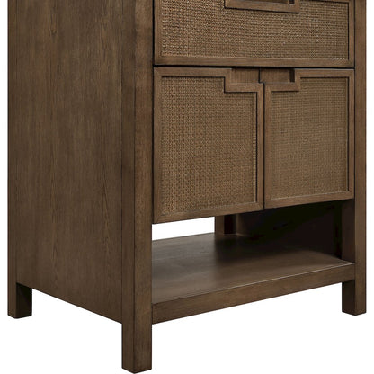 Soren 30" Brown Genuine Carrara Marble And Solid Wood Bathroom Vanity