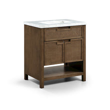 Soren 30" Brown Genuine Carrara Marble And Solid Wood Bathroom Vanity