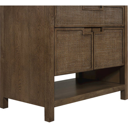 Soren 36" Brown Genuine Carrara Marble And Solid Wood Bathroom Vanity