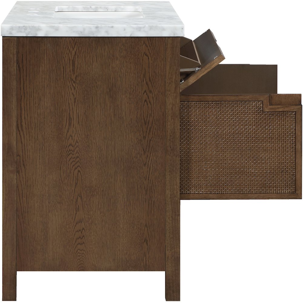 Soren 36" Brown Genuine Carrara Marble And Solid Wood Bathroom Vanity
