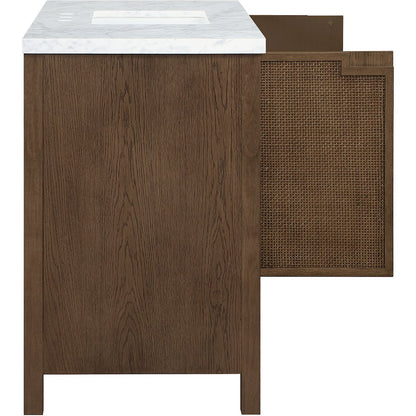 Soren 48" Brown Genuine Carrara Marble And Solid Wood Bathroom Vanity
