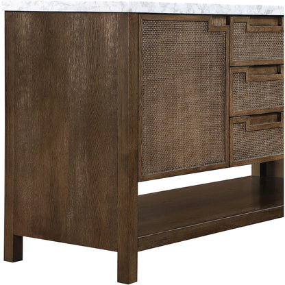 Soren 60" Brown Genuine Carrara Marble And Solid Wood Bathroom Vanity