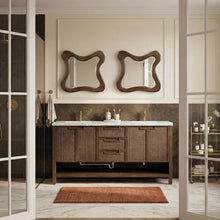 Soren 72" Brown Genuine Carrara Marble And Solid Wood Bathroom Vanity