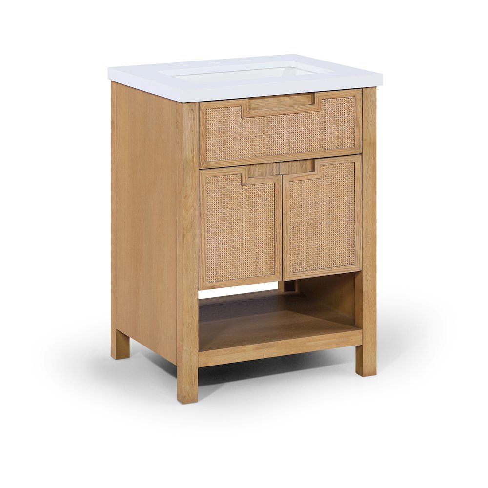 Soren 24" Natural Engineered Stone And Solid Wood Bathroom Vanity