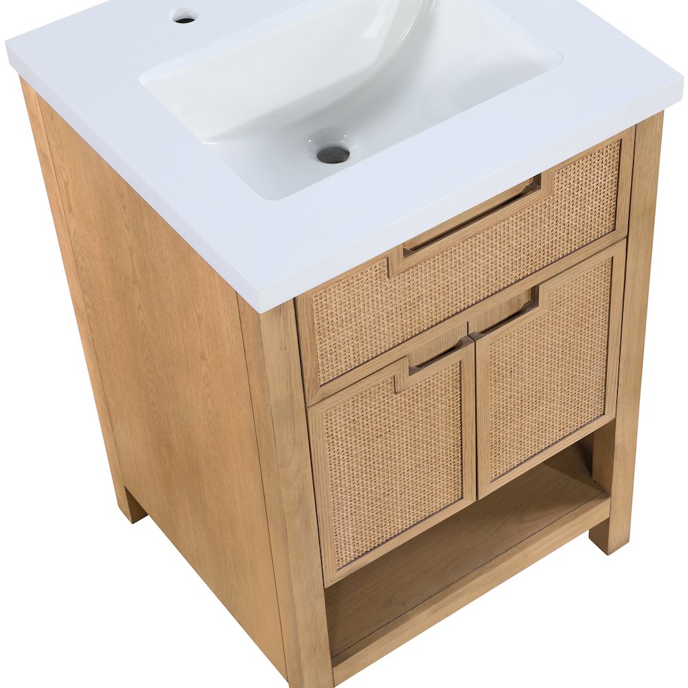 Soren 24" Natural Engineered Stone And Solid Wood Bathroom Vanity
