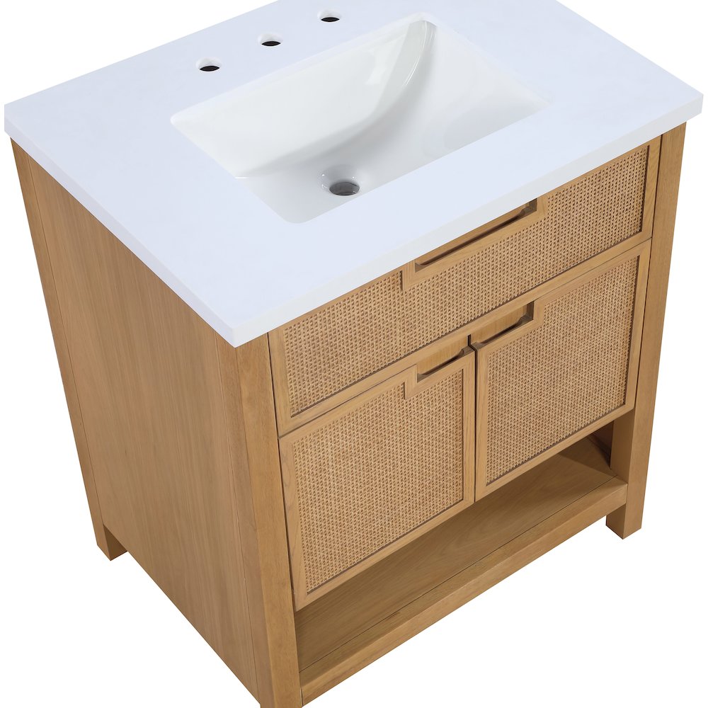 Soren 30" Natural Engineered Stone And Solid Wood Bathroom Vanity