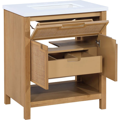 Soren 30" Natural Engineered Stone And Solid Wood Bathroom Vanity