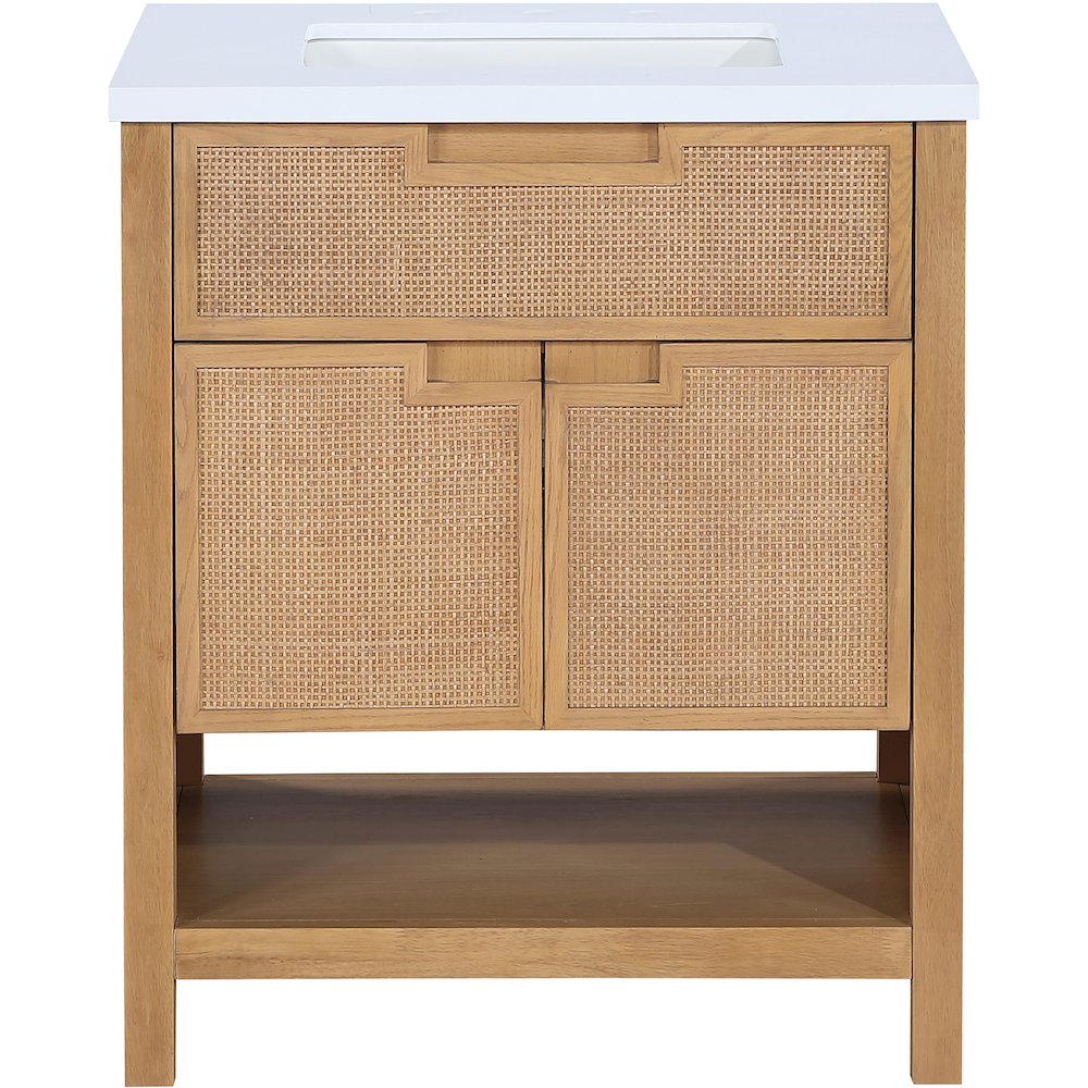 Soren 30" Natural Engineered Stone And Solid Wood Bathroom Vanity