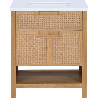 Soren 30" Natural Engineered Stone And Solid Wood Bathroom Vanity