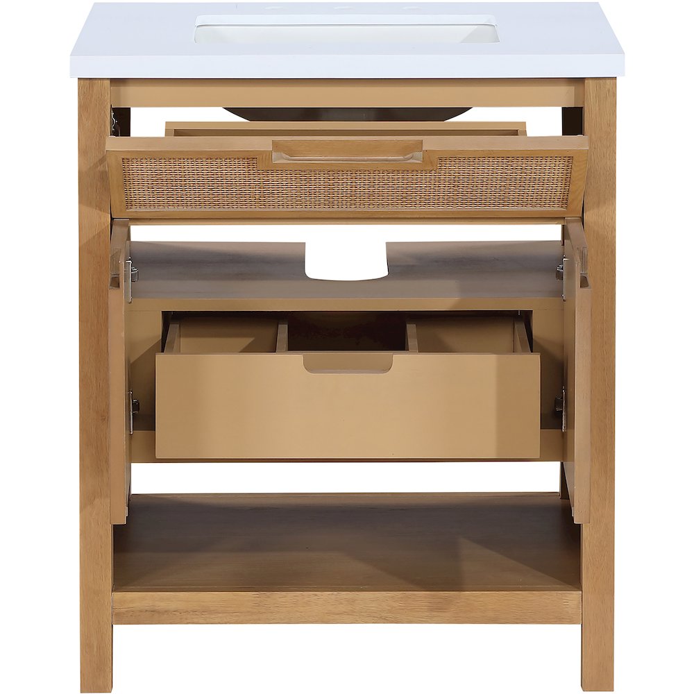 Soren 30" Natural Engineered Stone And Solid Wood Bathroom Vanity