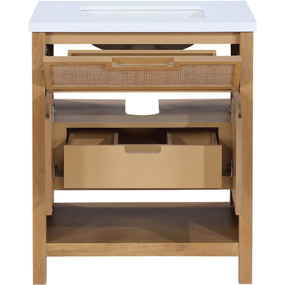 Soren 30" Natural Engineered Stone And Solid Wood Bathroom Vanity