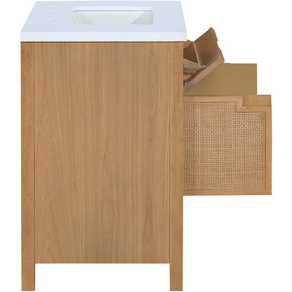 Soren 30" Natural Engineered Stone And Solid Wood Bathroom Vanity