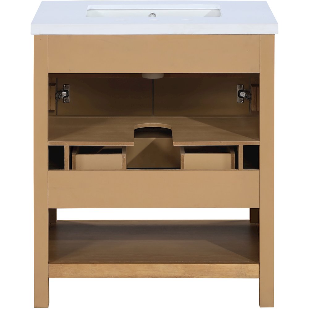 Soren 30" Natural Engineered Stone And Solid Wood Bathroom Vanity