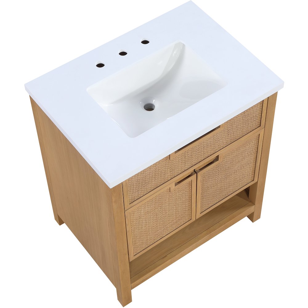 Soren 30" Natural Engineered Stone And Solid Wood Bathroom Vanity