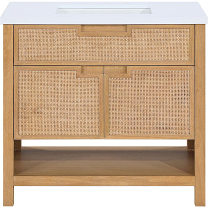 Soren 36" Natural Engineered Stone And Solid Wood Bathroom Vanity
