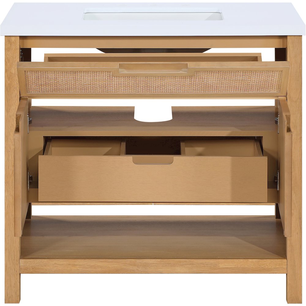 Soren 36" Natural Engineered Stone And Solid Wood Bathroom Vanity