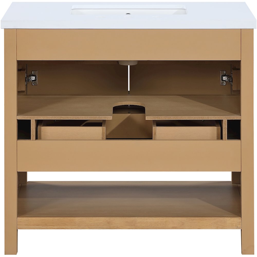 Soren 36" Natural Engineered Stone And Solid Wood Bathroom Vanity