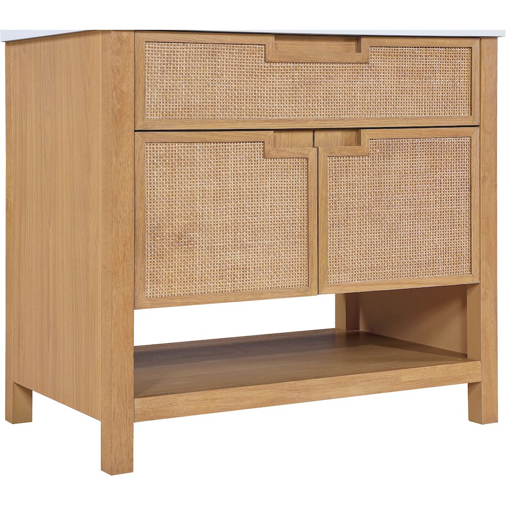 Soren 36" Natural Engineered Stone And Solid Wood Bathroom Vanity