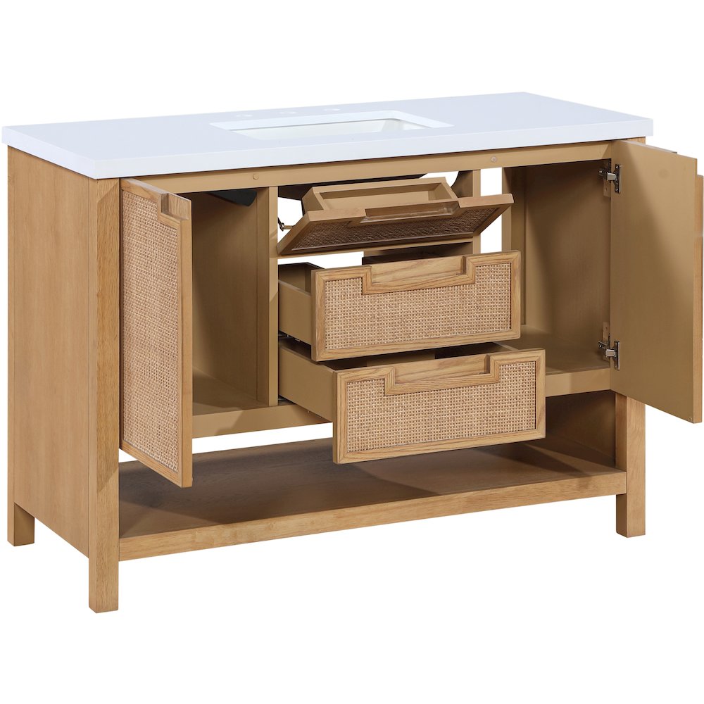 Soren 48" Natural Engineered Stone And Solid Wood Bathroom Vanity