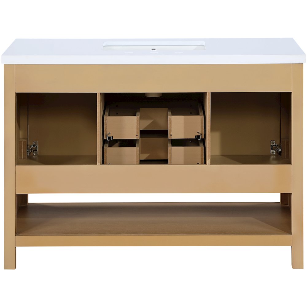 Soren 48" Natural Engineered Stone And Solid Wood Bathroom Vanity