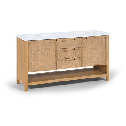 Soren 60" Natural Engineered Stone And Solid Wood Bathroom Vanity