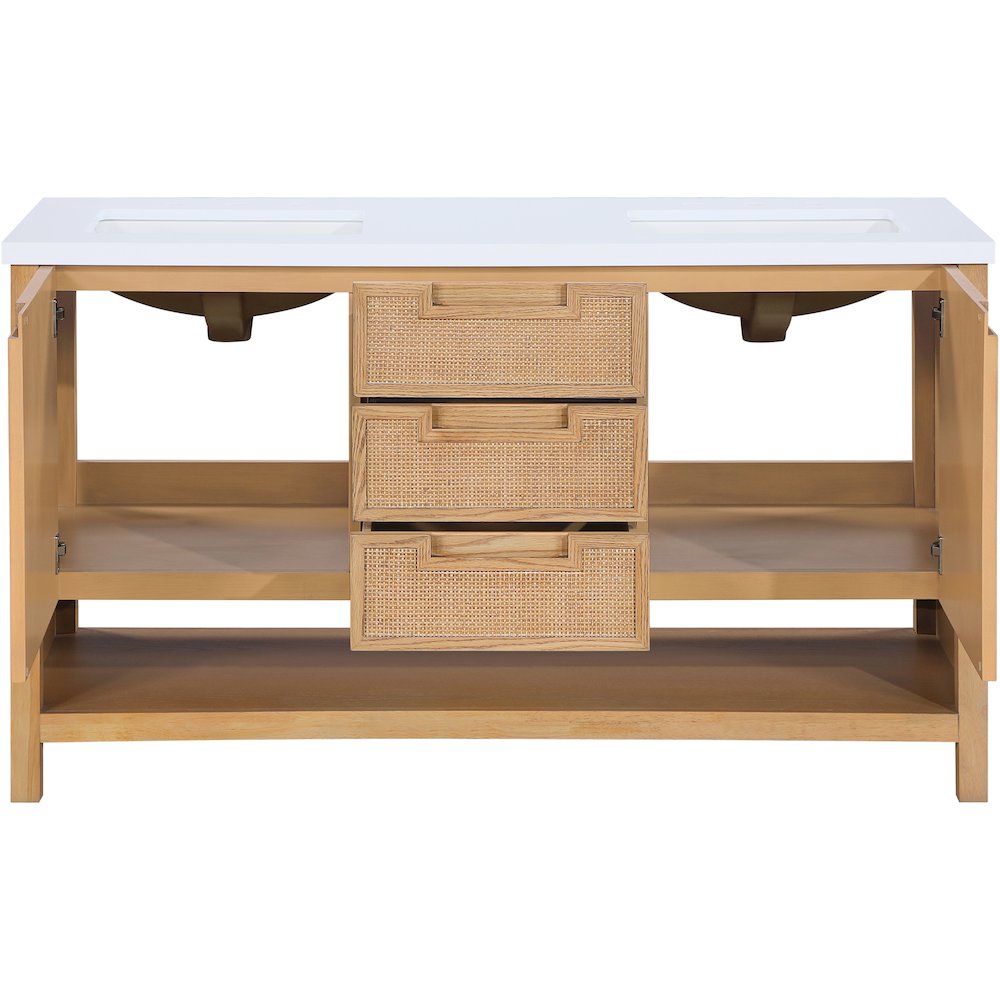 Soren 60" Natural Engineered Stone And Solid Wood Bathroom Vanity