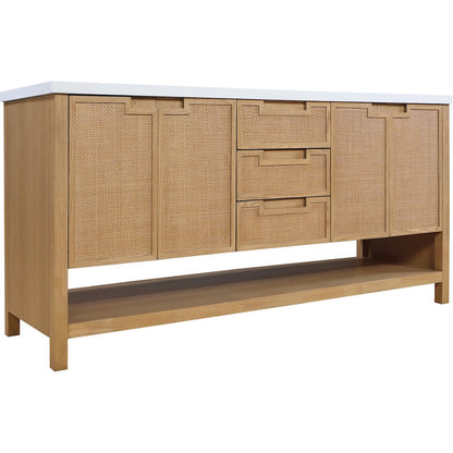 Soren 72" Natural Engineered Stone And Solid Wood Bathroom Vanity