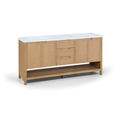 Soren 72" Natural Engineered Stone And Solid Wood Bathroom Vanity