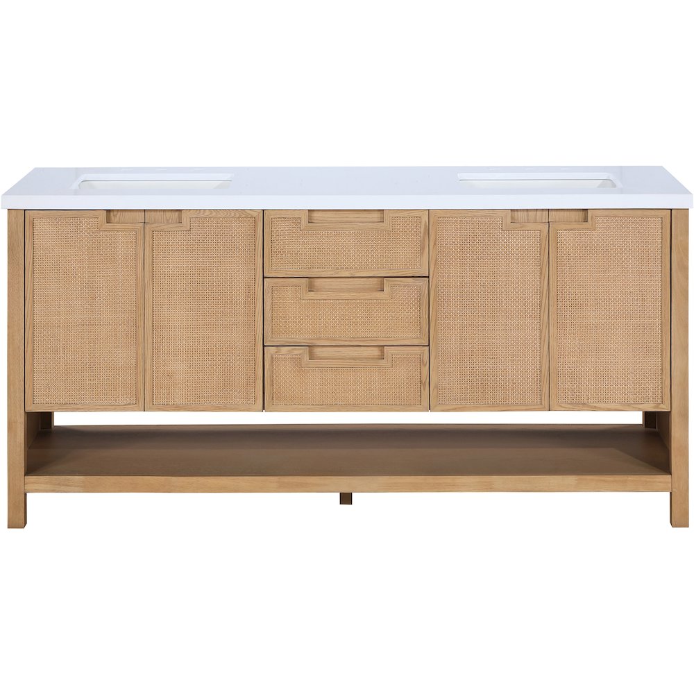 Soren 72" Natural Engineered Stone And Solid Wood Bathroom Vanity
