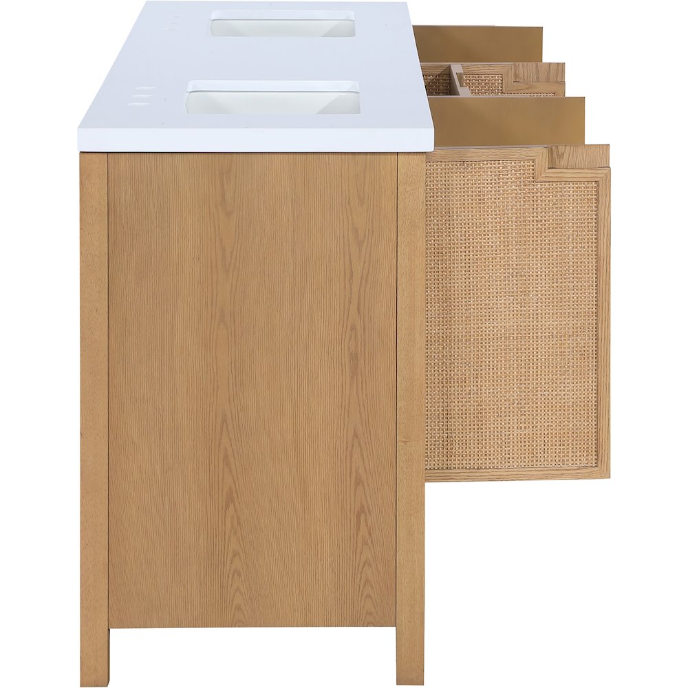 Soren 72" Natural Engineered Stone And Solid Wood Bathroom Vanity