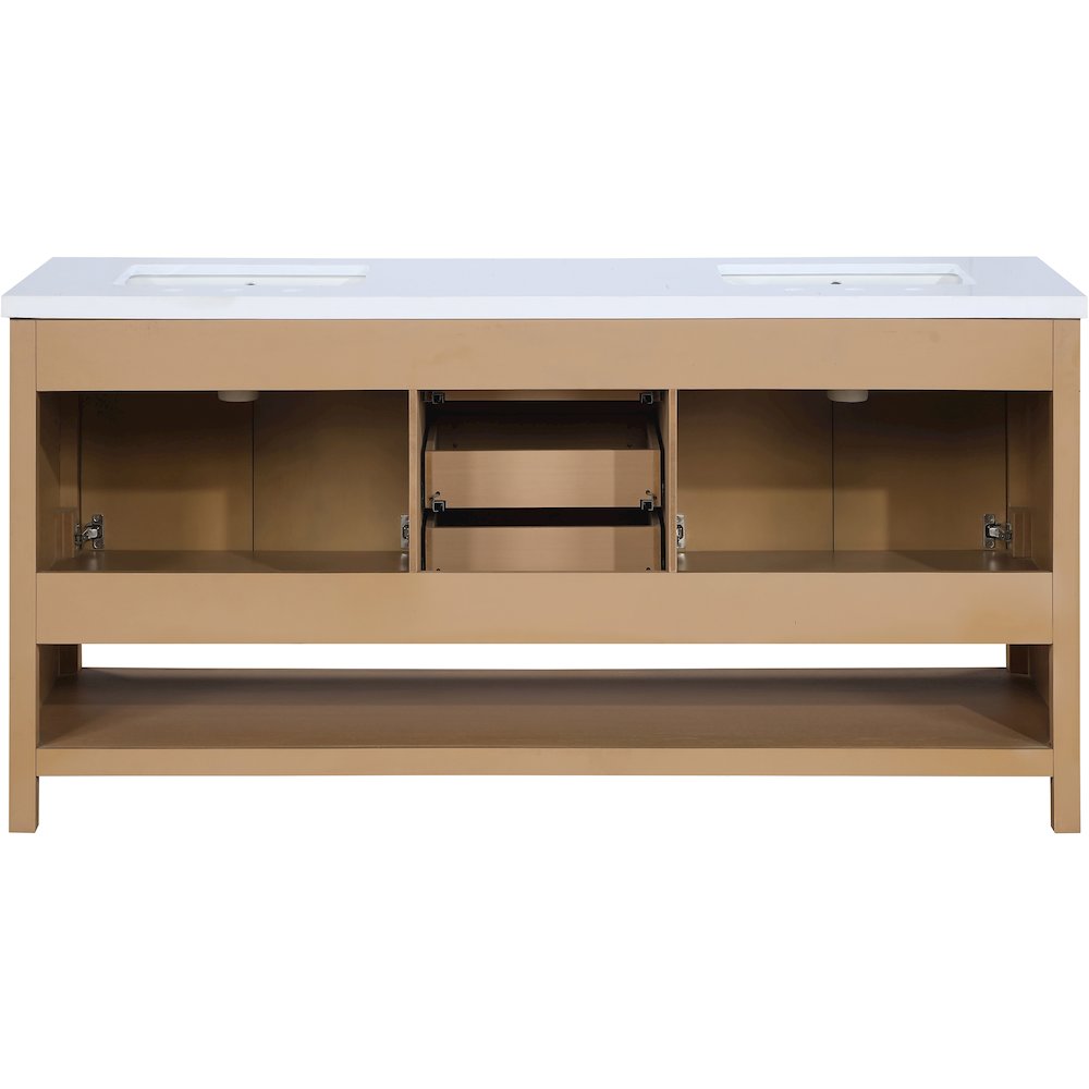 Soren 72" Natural Engineered Stone And Solid Wood Bathroom Vanity