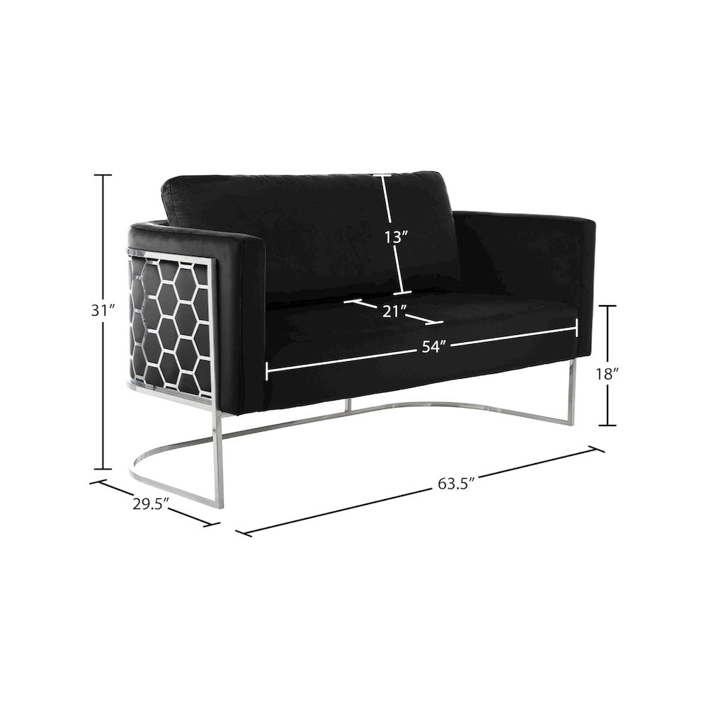Casa Black Velvet Loveseat