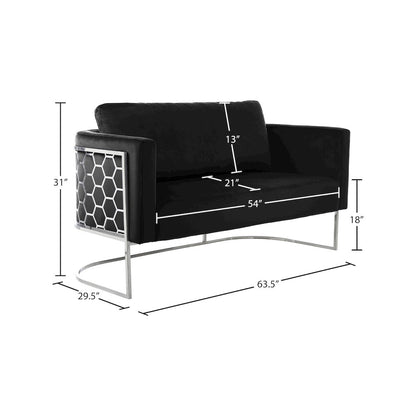 Casa Black Velvet Loveseat