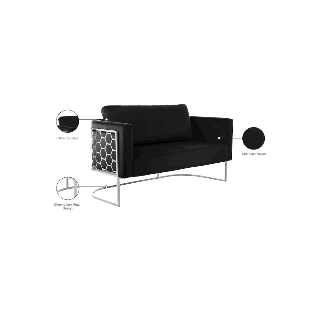 Casa Black Velvet Loveseat