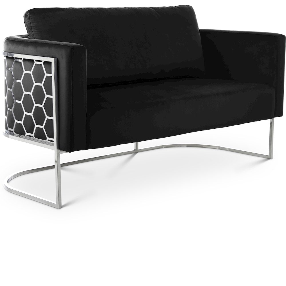 Casa Black Velvet Loveseat