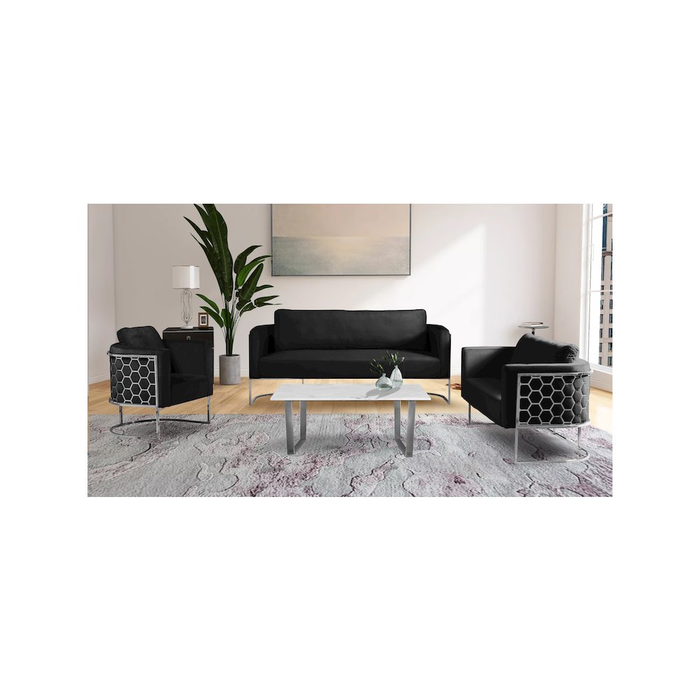 Casa Black Velvet Loveseat