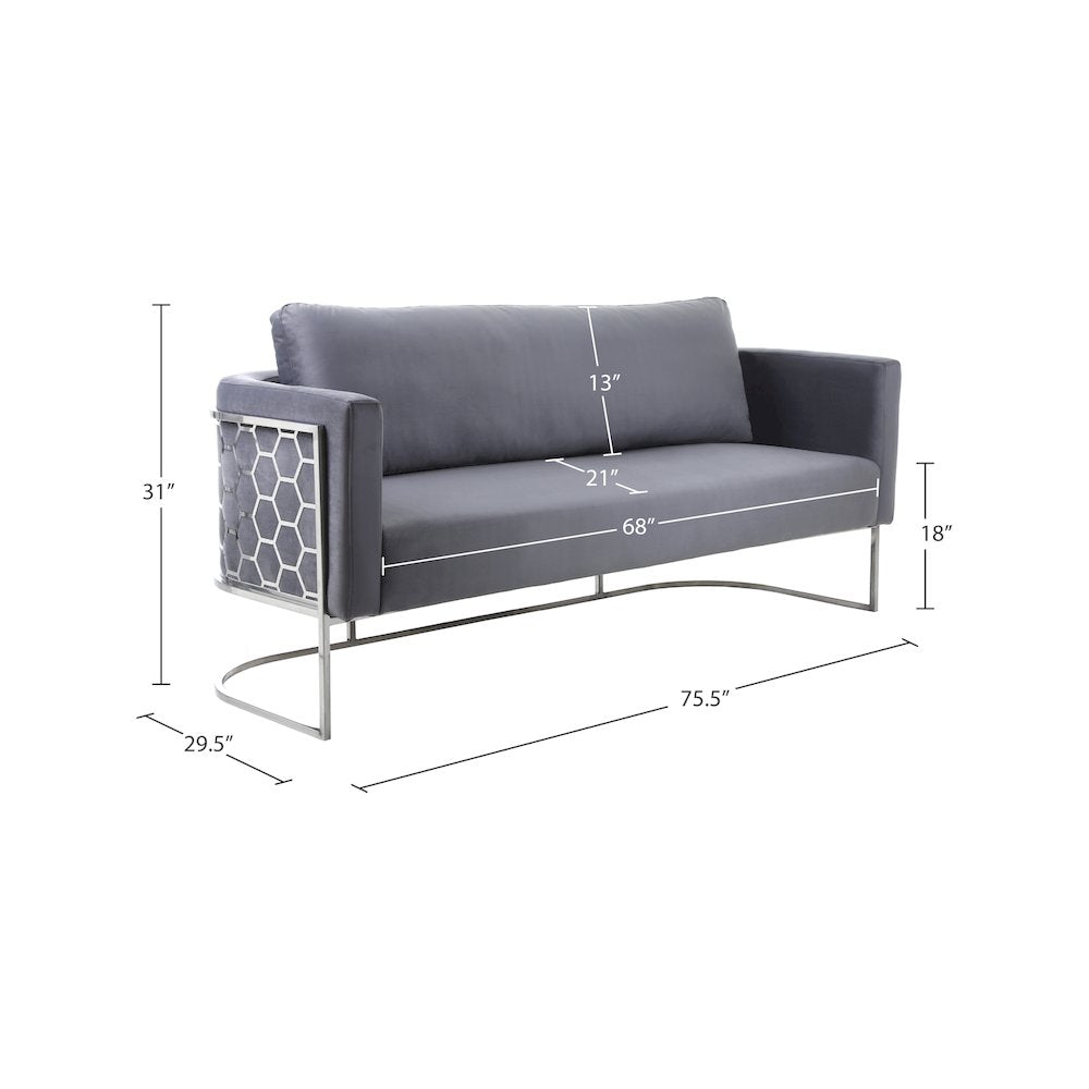 Casa Grey Velvet Sofa