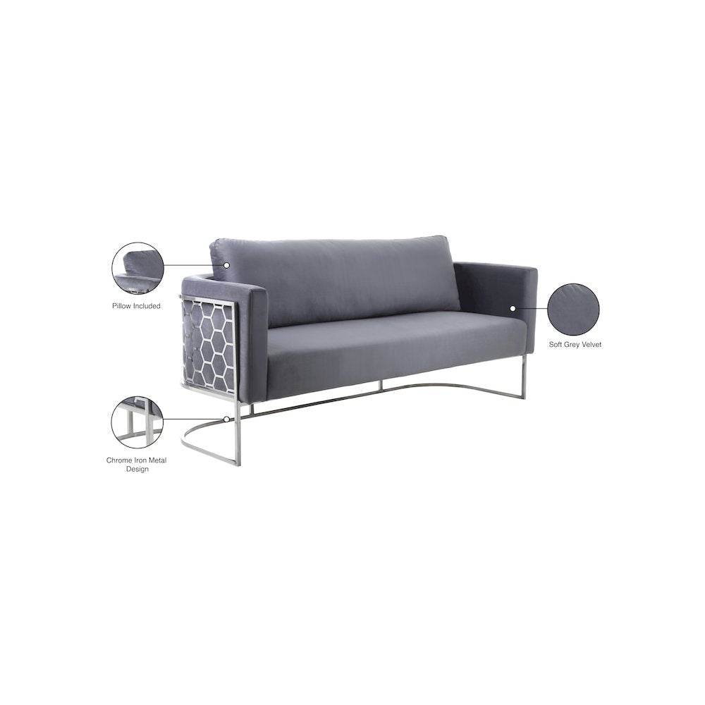 Casa Grey Velvet Sofa