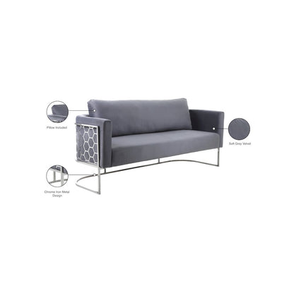 Casa Grey Velvet Sofa