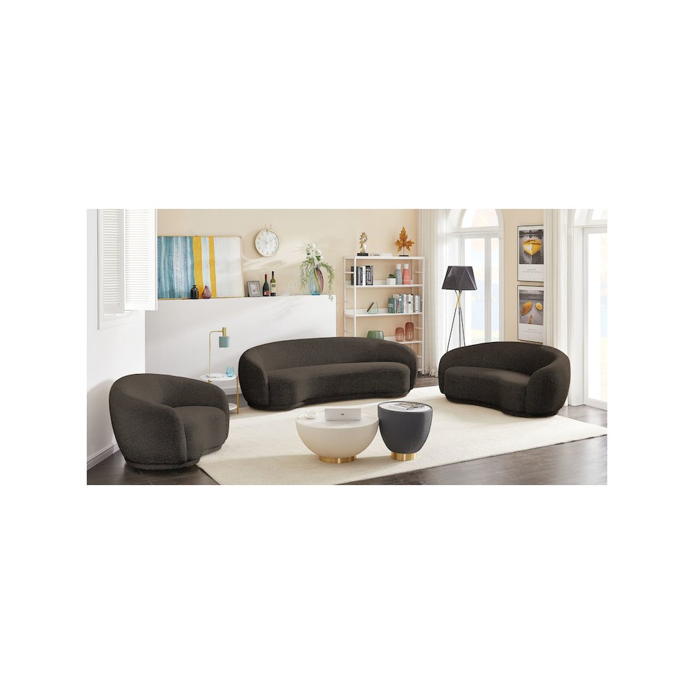 Hyde Brown Boucle Fabric Loveseat