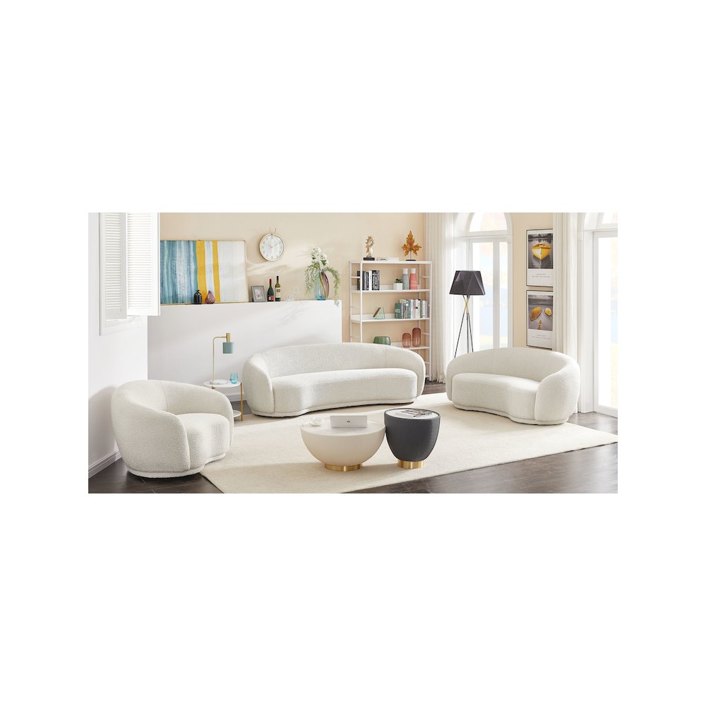 Hyde Cream Boucle Fabric Loveseat