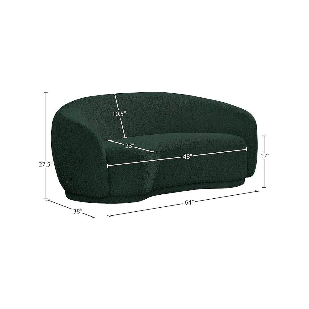 Hyde Green Boucle Fabric Loveseat