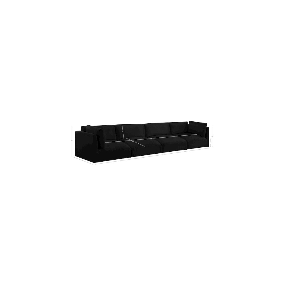 Ease Black Polyester Fabric Modular Sofa