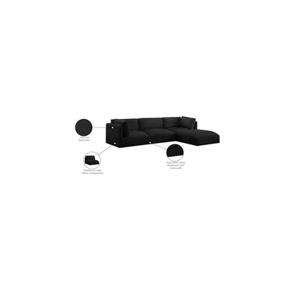 Ease Black Polyester Fabric Modular Sectional
