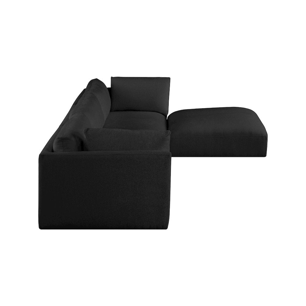 Ease Black Polyester Fabric Modular Sectional